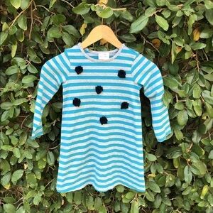 Hanna Andersson Size 110 4-6 Girls Dress Striped Floral Embellished Long Sleeve